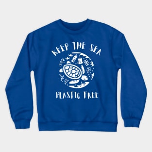 Keep The Sea Plastic Free Turtle Marine Scene Crewneck Sweatshirt